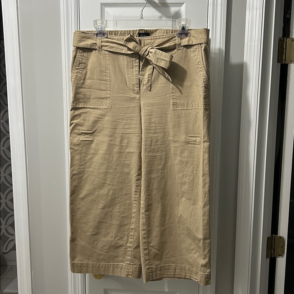 Talbots Beige High-Waisted Wide Leg Crop pants